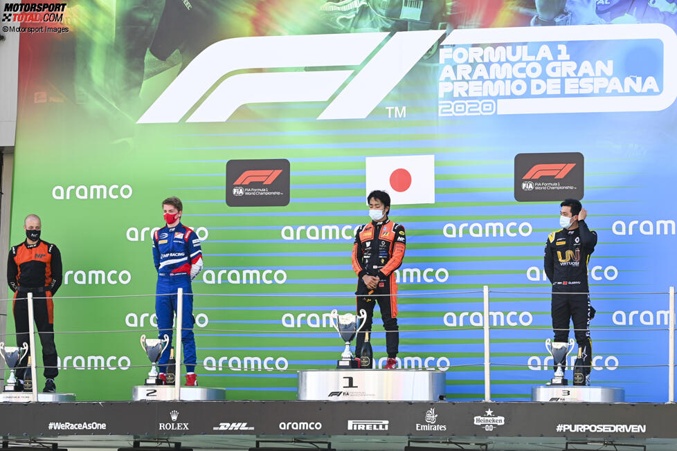 Robert Schwarzman (Prema), Nobuharu Matsushita (MP Motorsport) und Guanyu Zhou (Virtuosi) 