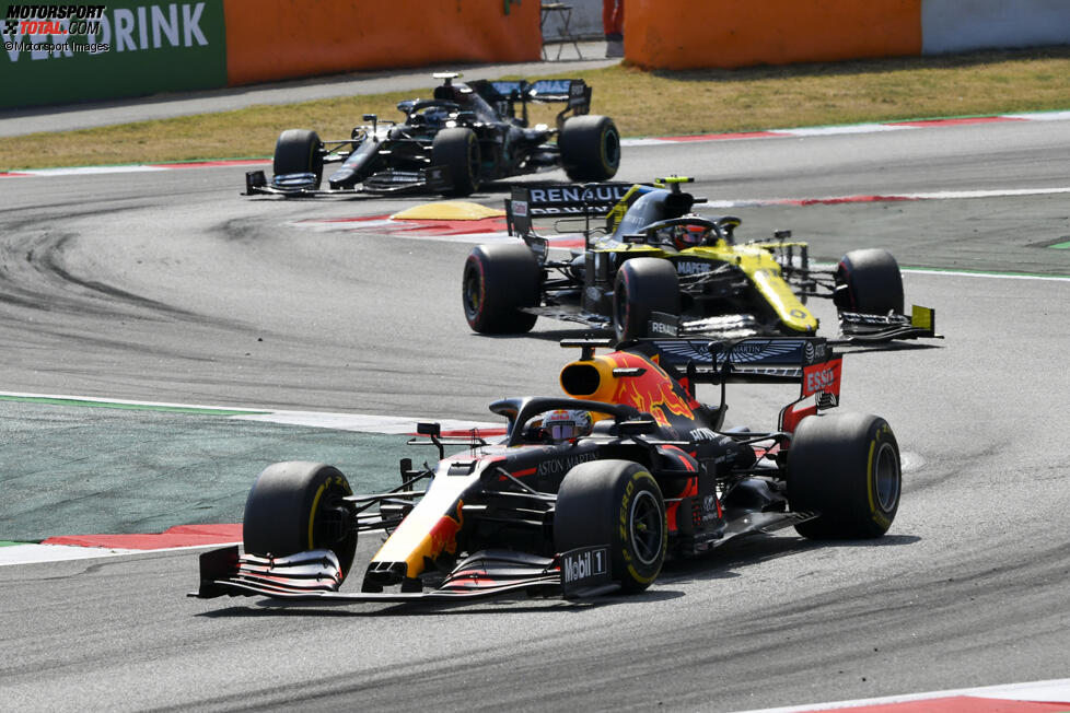 Max Verstappen (Red Bull), Esteban Ocon (Renault) und Valtteri Bottas (Mercedes) 