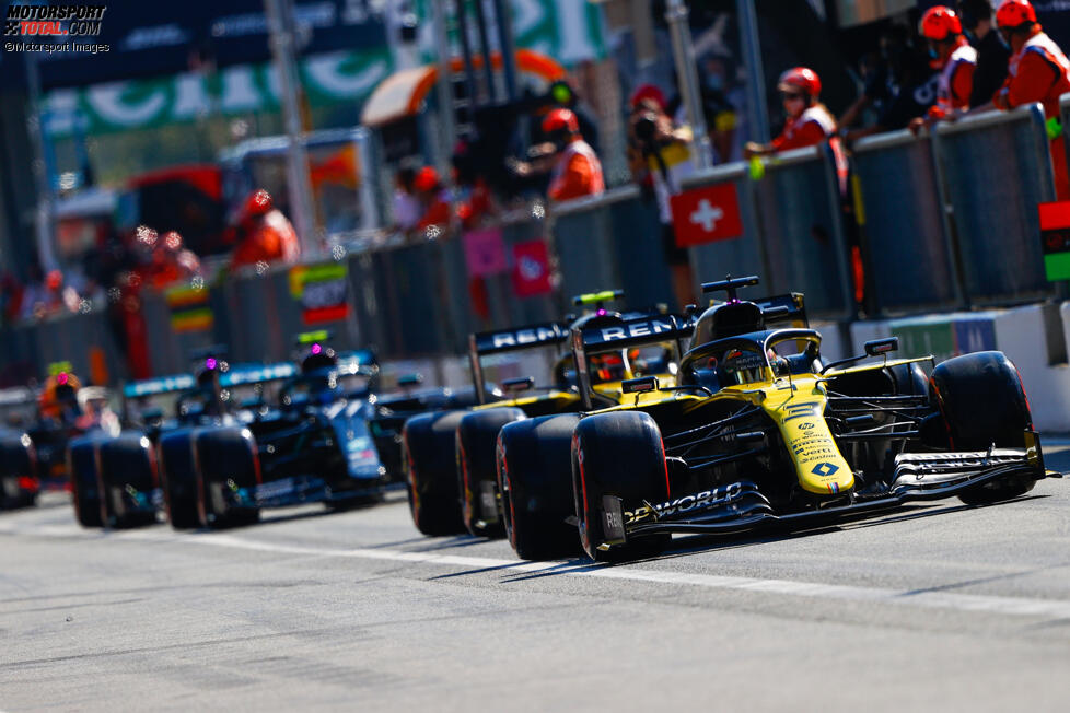 Daniel Ricciardo (Renault), Esteban Ocon (Renault) und Valtteri Bottas (Mercedes) 