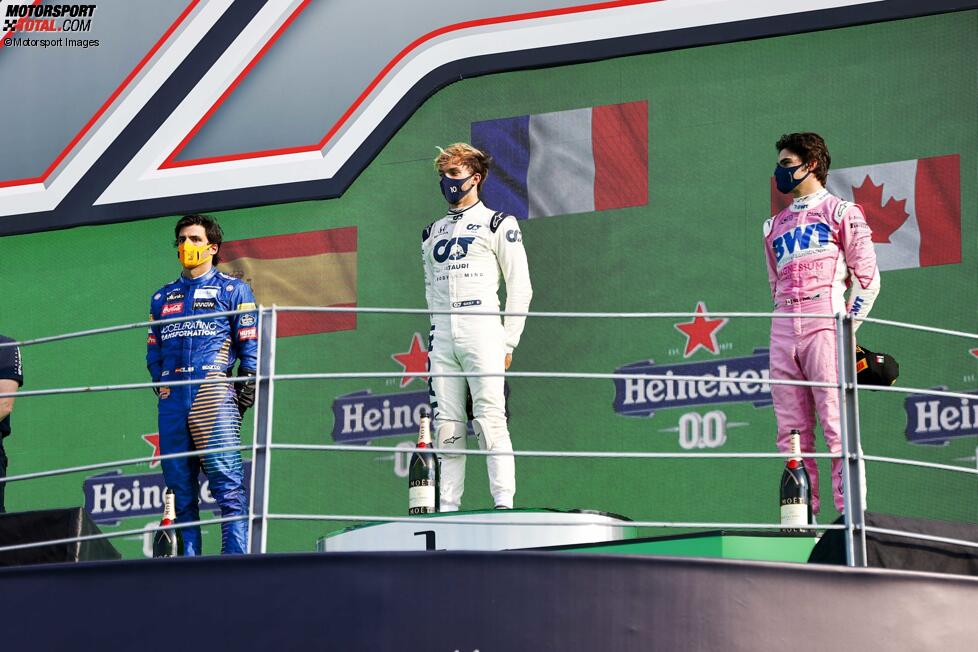 Carlos Sainz (McLaren), Pierre Gasly (AlphaTauri) und Lance Stroll (Racing Point) 