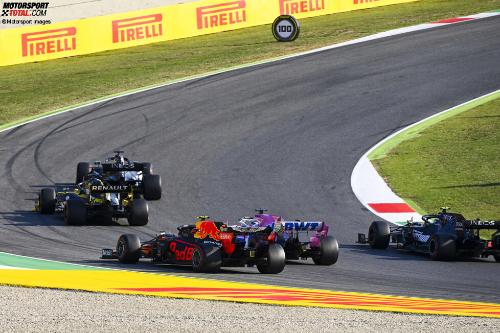 Lewis Hamilton (Mercedes), Daniel Ricciardo (Renault), Sergio Perez (Racing Point), Alexander Albon (Red Bull) und Valtteri Bottas (Mercedes) 