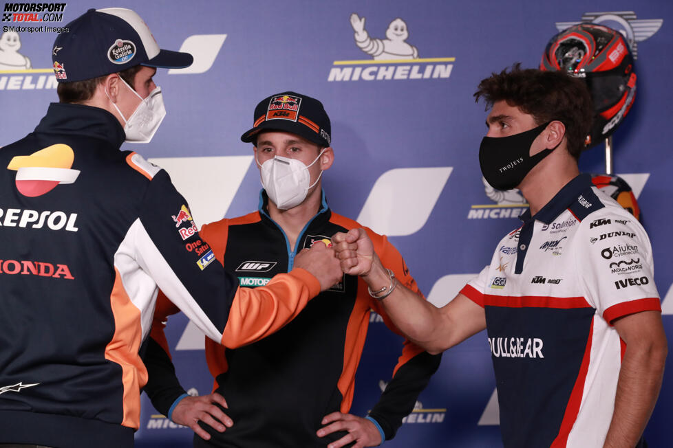 Alex Marquez (Honda), Pol Espargaro (KTM) und Albert Arenas (Aspar) 