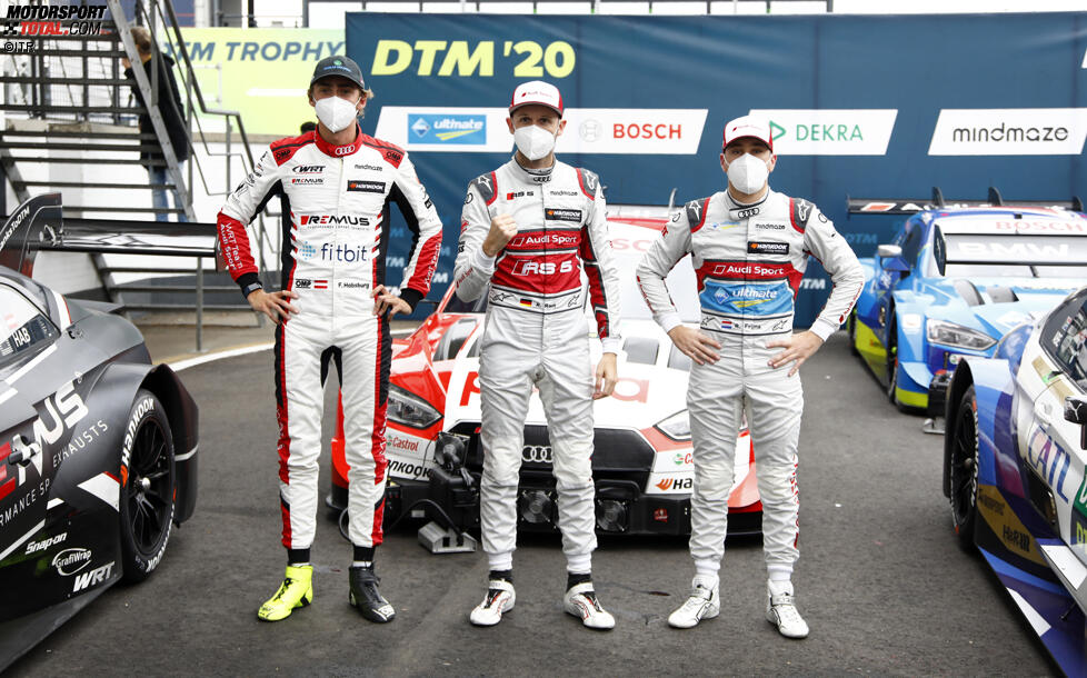 Ferdinand Habsburg (WRT ), Rene Rast (Rosberg-Audi) und Robin Frijns (Abt-Audi) 