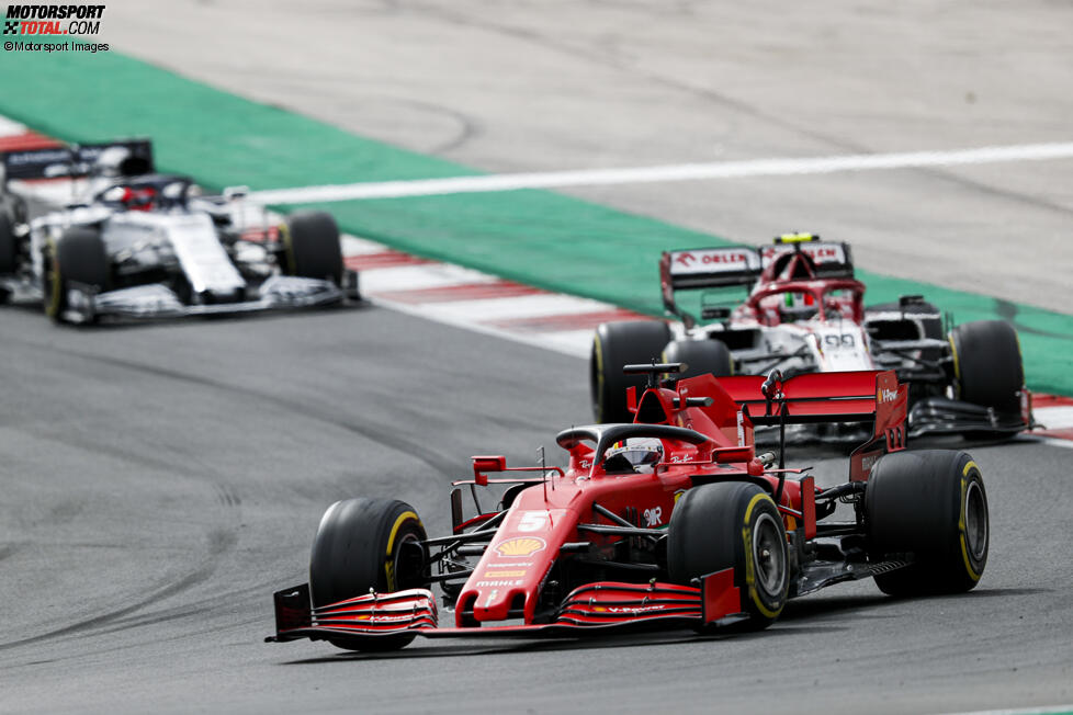 Sebastian Vettel (Ferrari), Antonio Giovinazzi (Alfa Romeo) und Daniil Kwjat (AlphaTauri) 