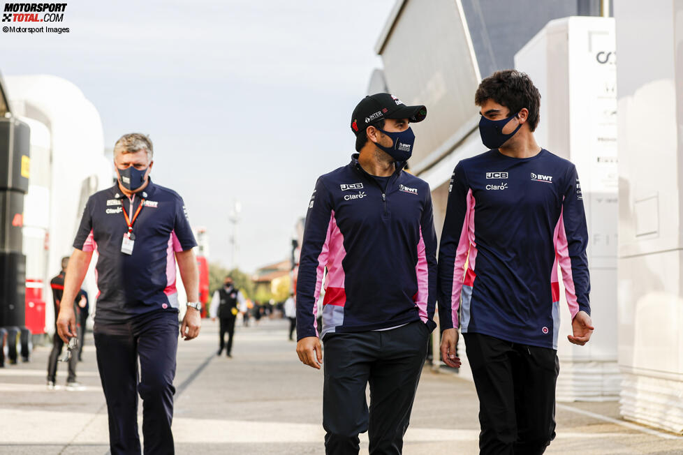 Otmar Szafnauer, Sergio Perez (Racing Point) und Lance Stroll (Racing Point) 