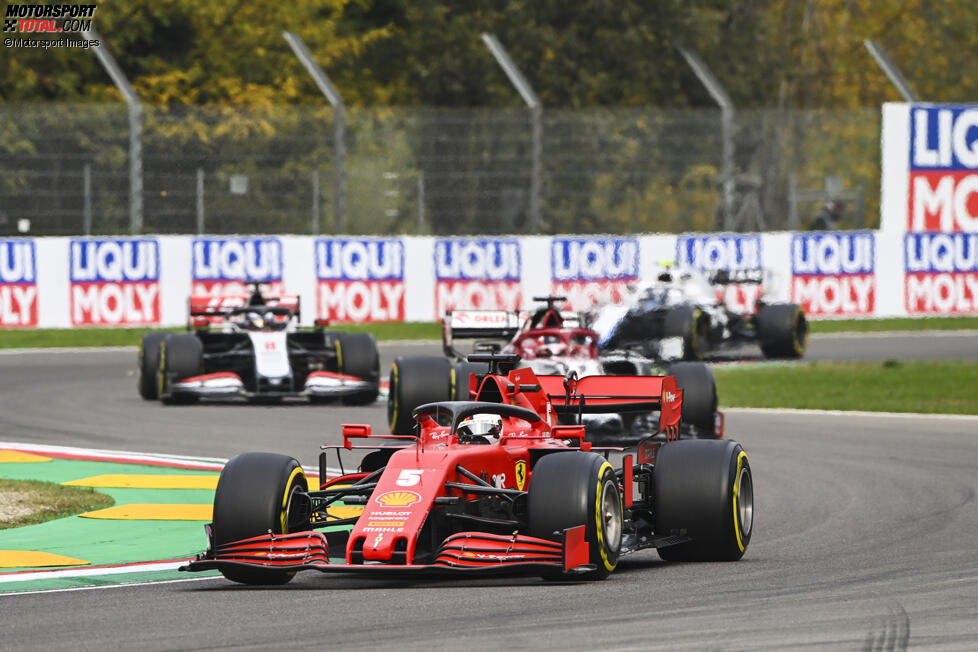 Sebastian Vettel (Ferrari), Kimi Räikkönen (Alfa Romeo) und Romain Grosjean (Haas) 