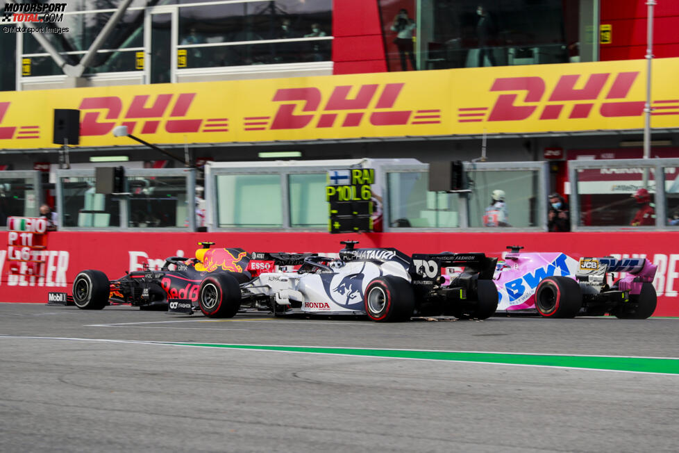 Alexander Albon (Red Bull), Daniil Kwjat (AlphaTauri) und Sergio Perez (Racing Point) 