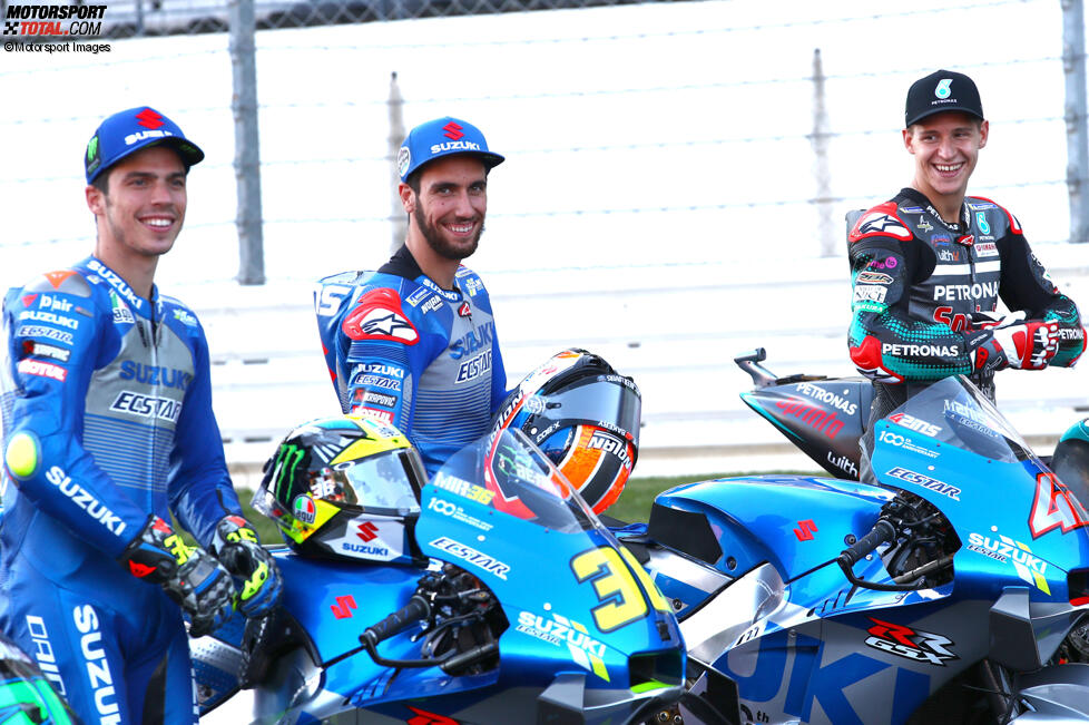 Joan Mir (Suzuki), Alex Rins (Suzuki) und Fabio Quartararo (Petronas) 