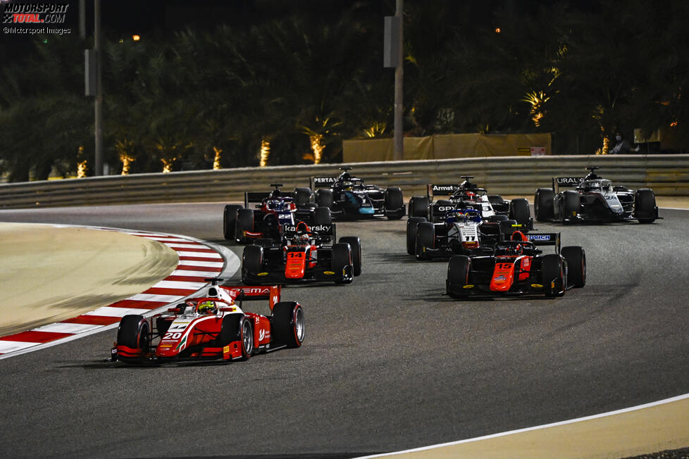 Mick Schumacher (Prema), Felipe Drugovich (MP Motorsport), Giuliano Alesi (MP Motorsport) und Louis Deletraz (Charouz) 