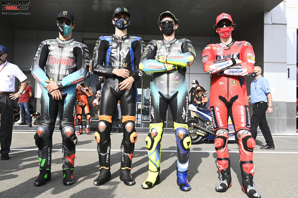 Luca Marini (Esponsorama), Franco Morbidelli (Petronas), Valentino Rossi und Francesco Bagnaia (Ducati) 
