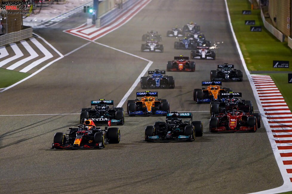 Max Verstappen (Red Bull), Lewis Hamilton (Mercedes), Charles Leclerc (Ferrari), Valtteri Bottas (Mercedes) und Lando Norris (McLaren) 