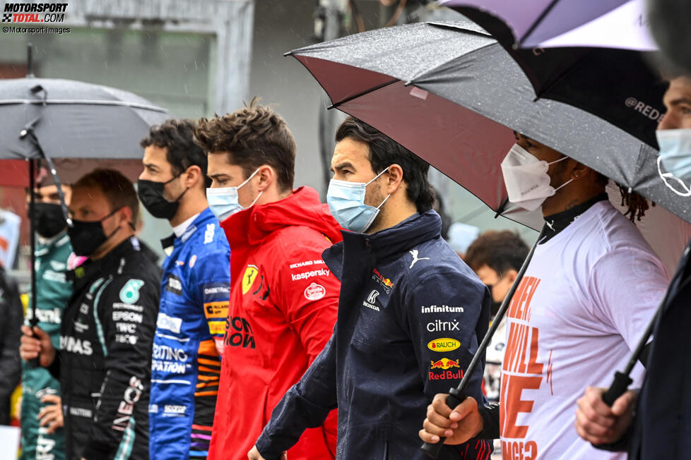 Charles Leclerc (Ferrari), Sergio Perez (Red Bull) und Lewis Hamilton (Mercedes) 