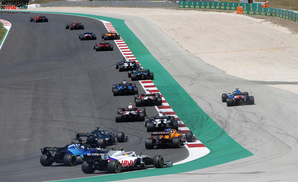 Fernando Alonso (Alpine), Antonio Giovinazzi (Alfa Romeo), Yuki Tsunoda (AlphaTauri), Daniel Ricciardo (McLaren), Lance Stroll (Aston Martin), Nicholas Latifi (Williams) und Mick Schumacher (Haas) 