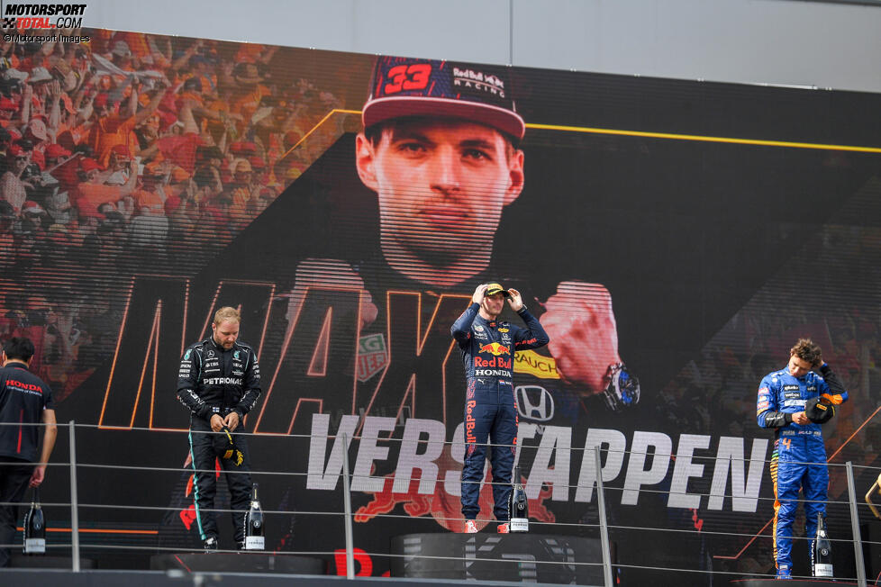 Valtteri Bottas (Mercedes), Max Verstappen (Red Bull) und Lando Norris (McLaren) 