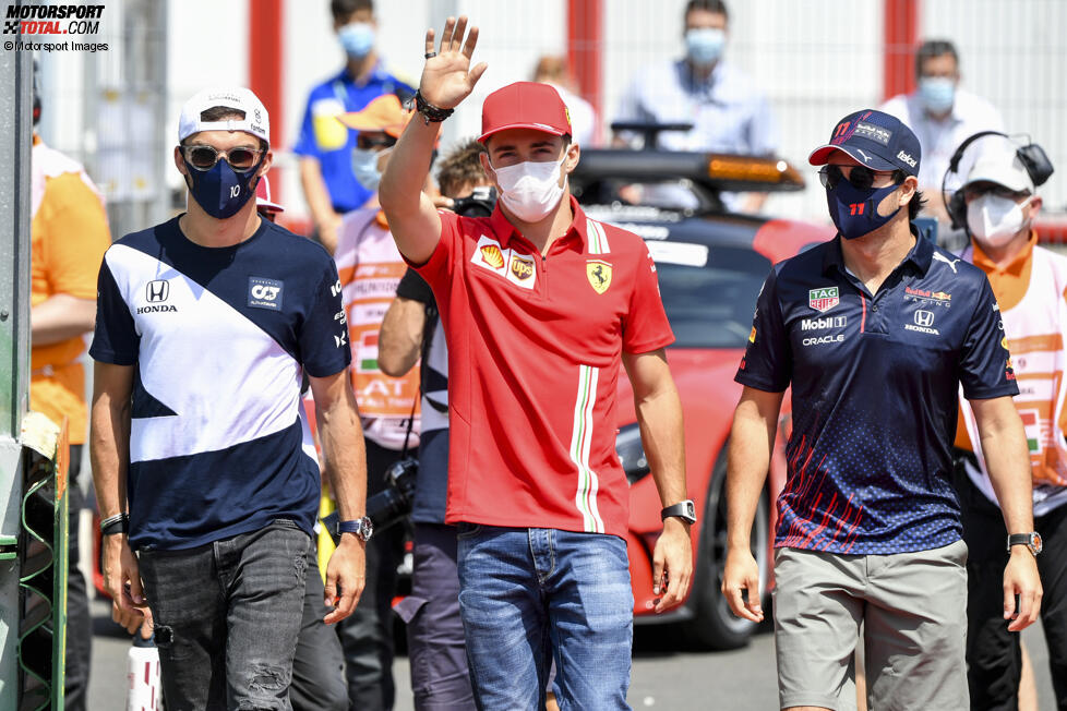 Pierre Gasly (AlphaTauri), Charles Leclerc (Ferrari) und Sergio Perez (Red Bull) 
