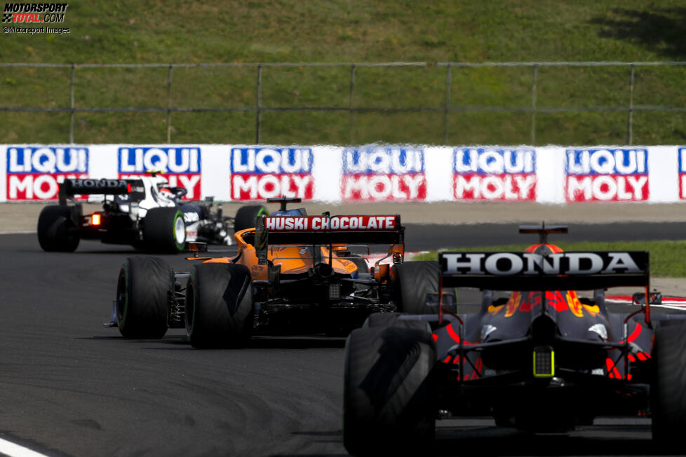 Pierre Gasly (AlphaTauri), Daniel Ricciardo (McLaren) und Max Verstappen (Red Bull) 