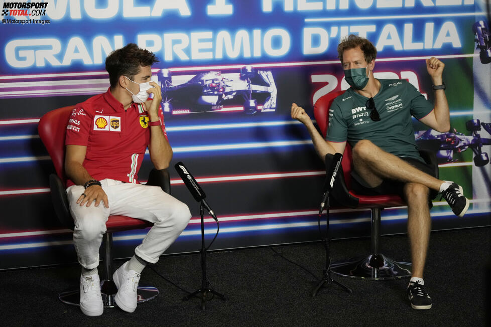Charles Leclerc (Ferrari) und Sebastian Vettel (Aston Martin) 