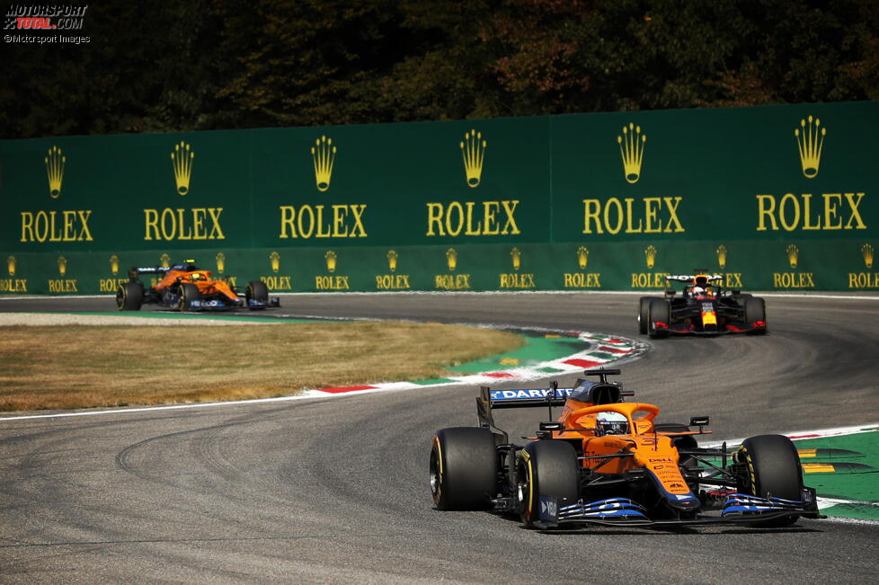 Daniel Ricciardo (McLaren), Max Verstappen (Red Bull) und Lando Norris (McLaren) 