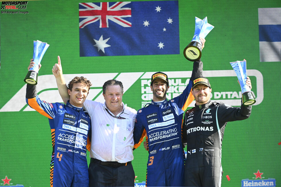 Daniel Ricciardo (McLaren), Lando Norris (McLaren) und Valtteri Bottas (Mercedes) 