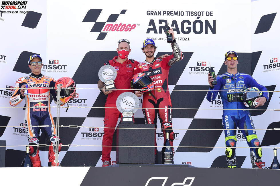 Marc Marquez (Honda), Francesco Bagnaia (Ducati) und Joan Mir (Suzuki) 