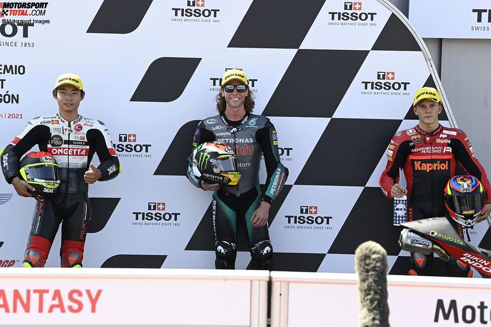 Darryn Binder (Petronas Sprinta), Gabriel Rodrigo (Gresini) und Tatsuki Suzuki (SIC58) 