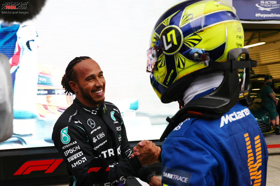 Lando Norris (McLaren) und Lewis Hamilton (Mercedes) 