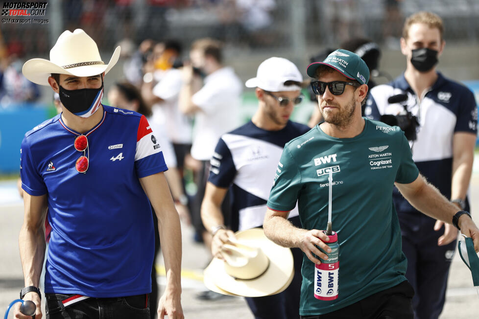 Esteban Ocon (Alpine) und Sebastian Vettel (Aston Martin) 