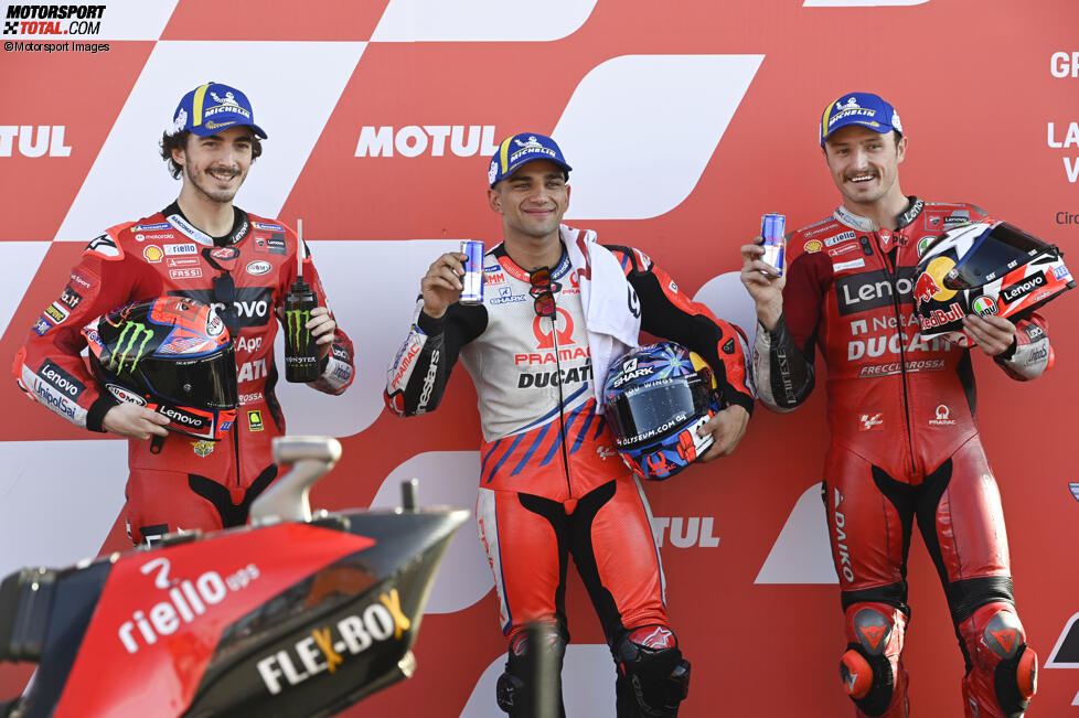 Jorge Martin (Pramac), Francesco Bagnaia (Ducati) und Jack Miller (Ducati) 