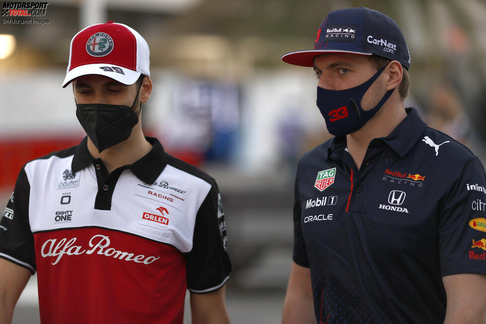 Antonio Giovinazzi (Alfa Romeo) und Max Verstappen (Red Bull) 