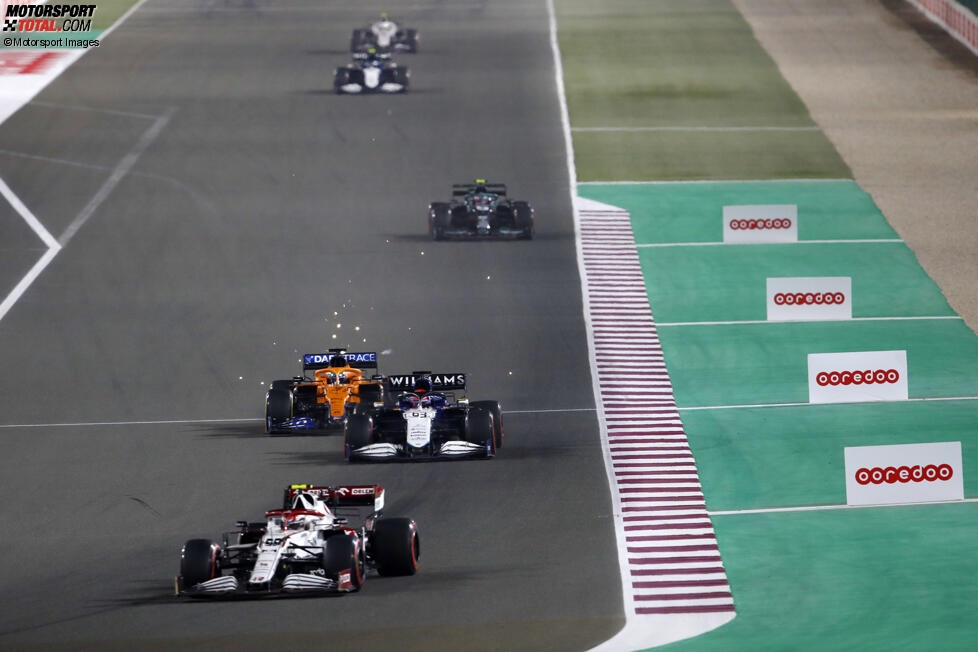 Antonio Giovinazzi (Alfa Romeo), George Russell (Williams) und Daniel Ricciardo (McLaren) 