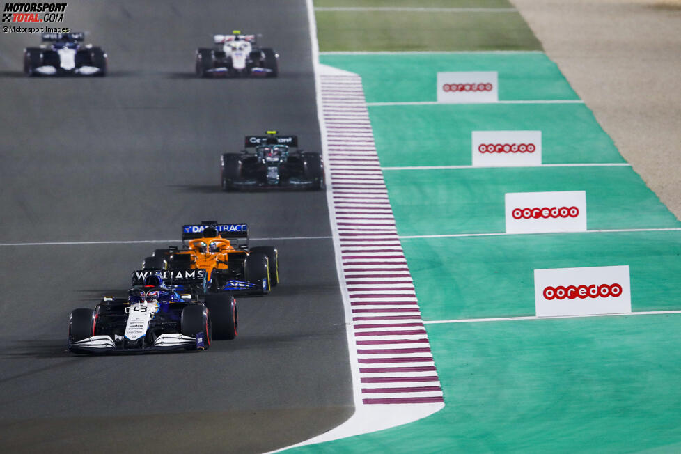 George Russell (Williams), Daniel Ricciardo (McLaren) und Sebastian Vettel (Aston Martin) 