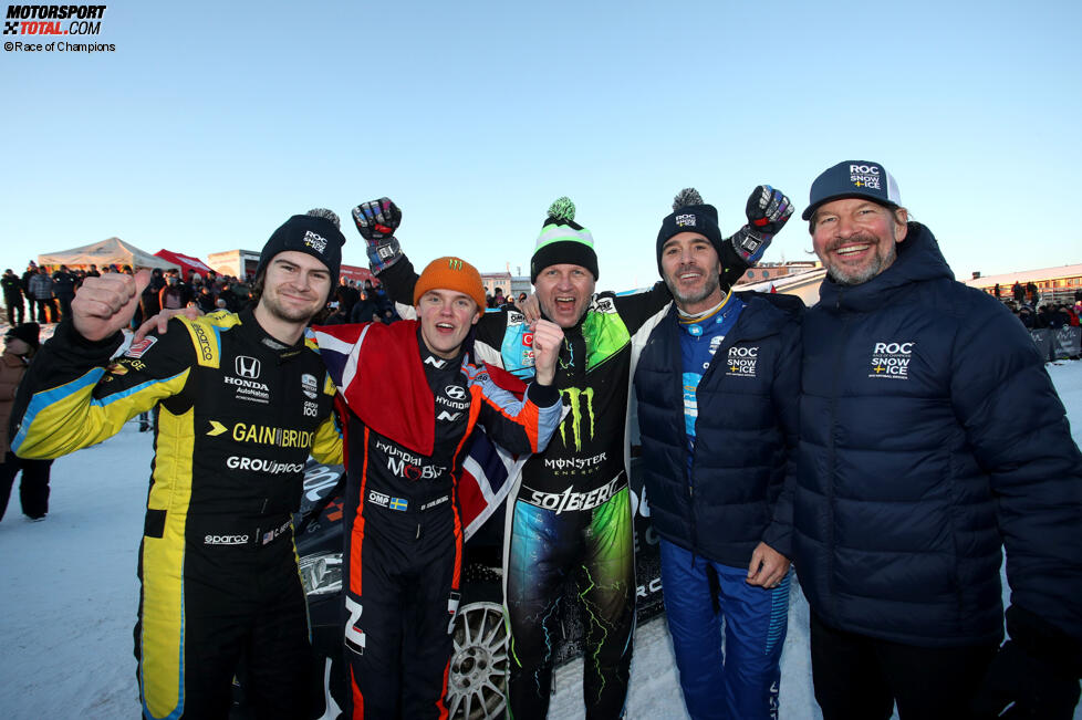 Colton Herta, Oliver Solberg und Jimmie Johnson 