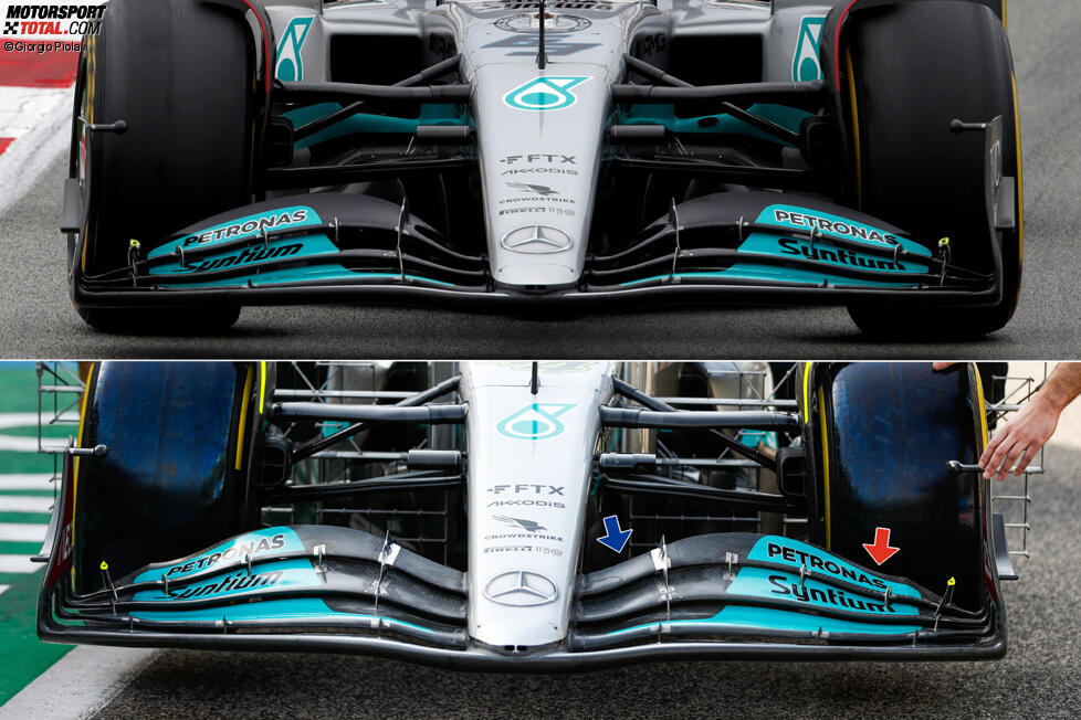 Mercedes W13: Frontflügel-Vergleich