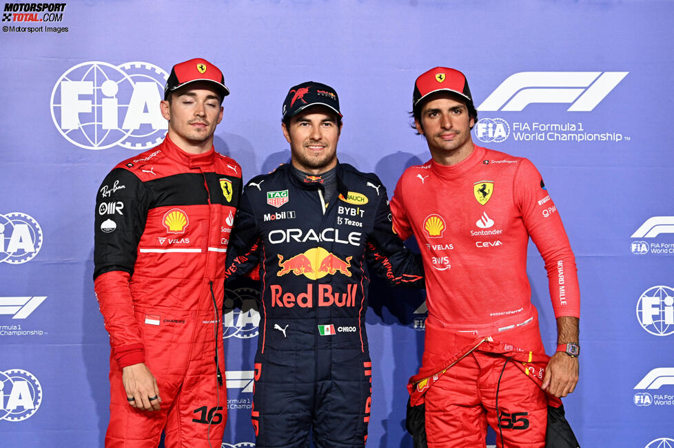 Charles Leclerc (Ferrari), Sergio Perez (Red Bull) und Carlos Sainz (Ferrari) 