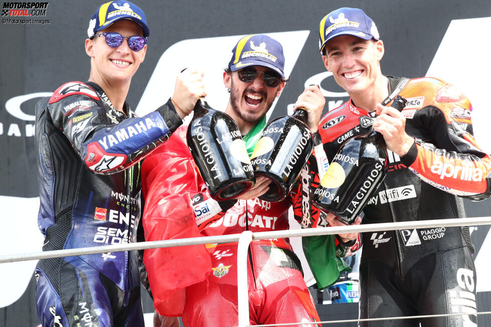 Francesco Bagnaia (Ducati), Fabio Quartararo (Yamaha) und Aleix Espargaro (Aprilia) 