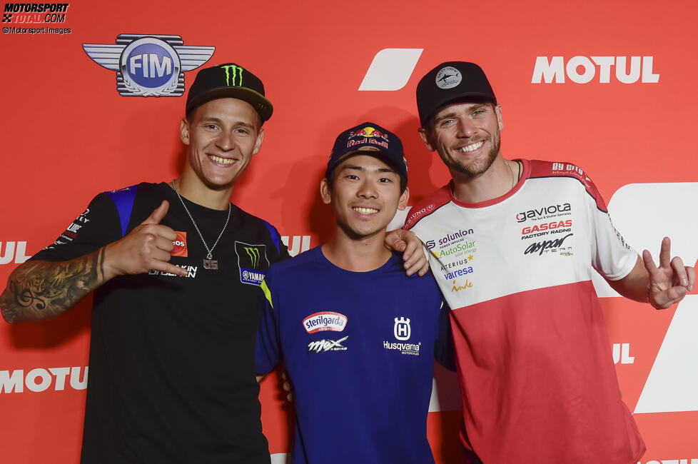 Fabio Quartararo (Yamaha), Jake Dixon (Aspar) und Ayumu Sasaki (Max Racing) 