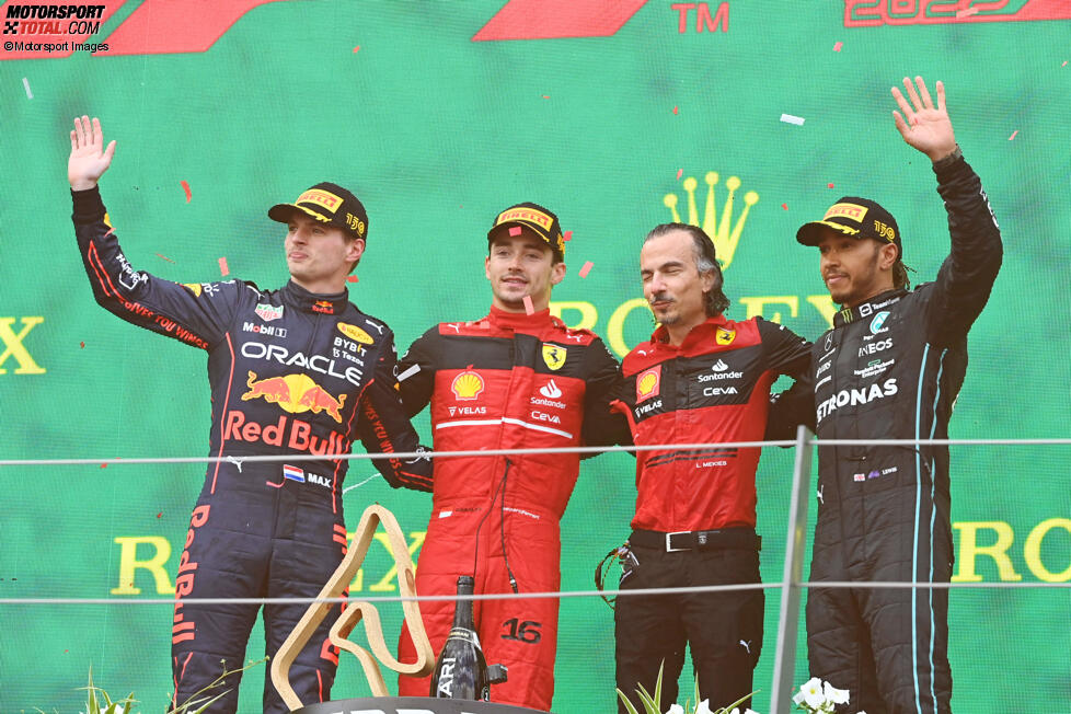 Max Verstappen (Red Bull), Charles Leclerc (Ferrari) und Lewis Hamilton (Mercedes) 