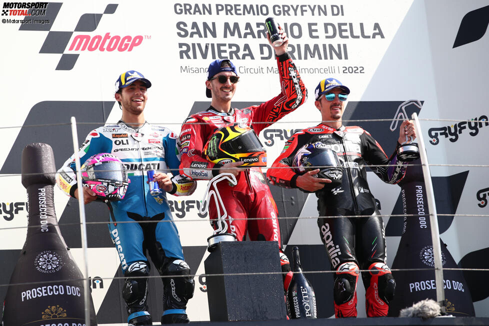 Francesco Bagnaia (Ducati), Enea Bastianini (Gresini) und Maverick Vinales (Aprilia) 