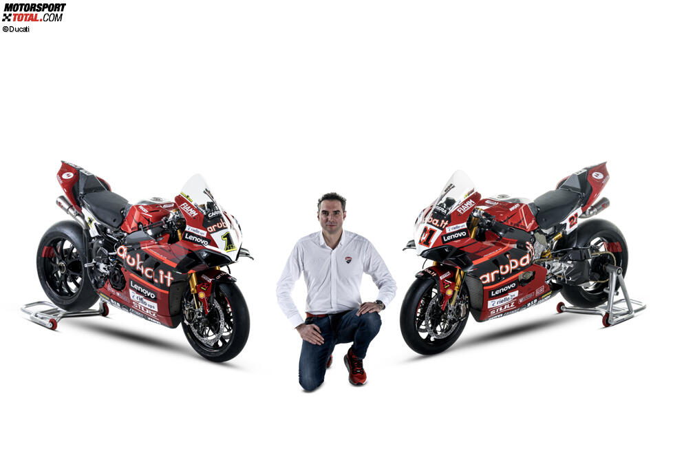 Die Ducatis von Alvaro Bautista und Michael Ruben Rinaldi mit Marco Zambenedetti