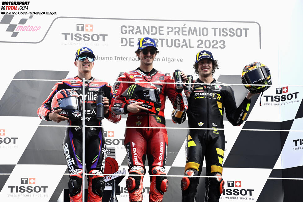 Maverick Vinales (Aprilia), Francesco Bagnaia (Ducati) und Marco Bezzecchi (VR46) 