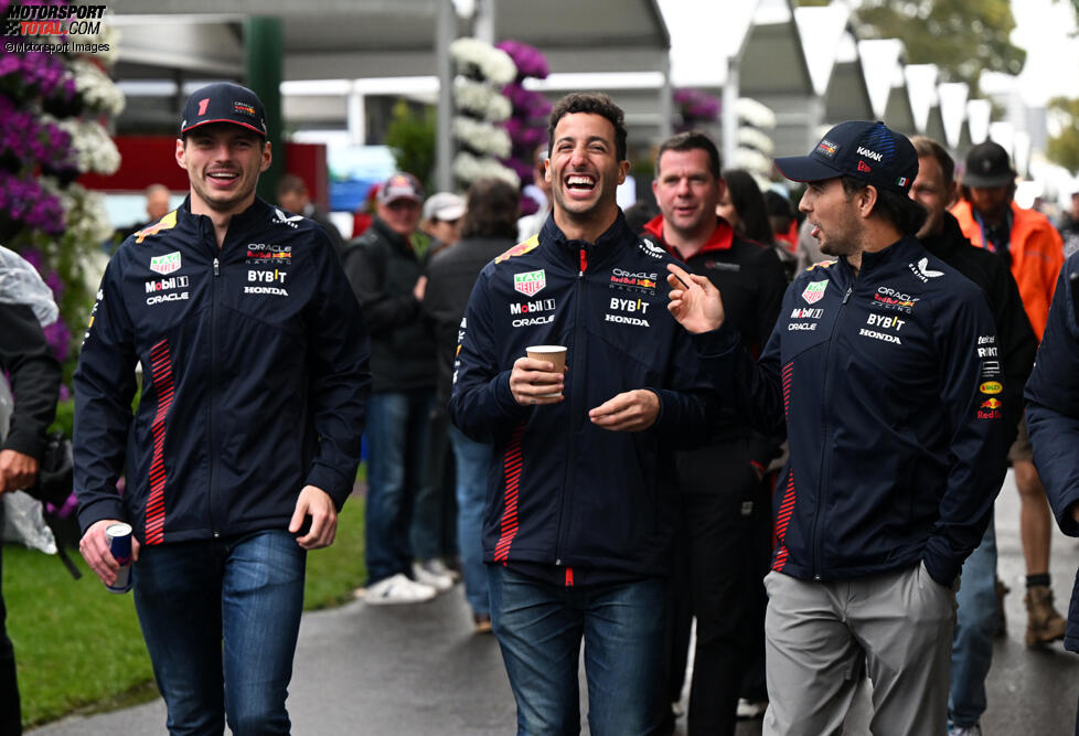 Max Verstappen (Red Bull), Daniel Ricciardo und Sergio Perez (Red Bull) 