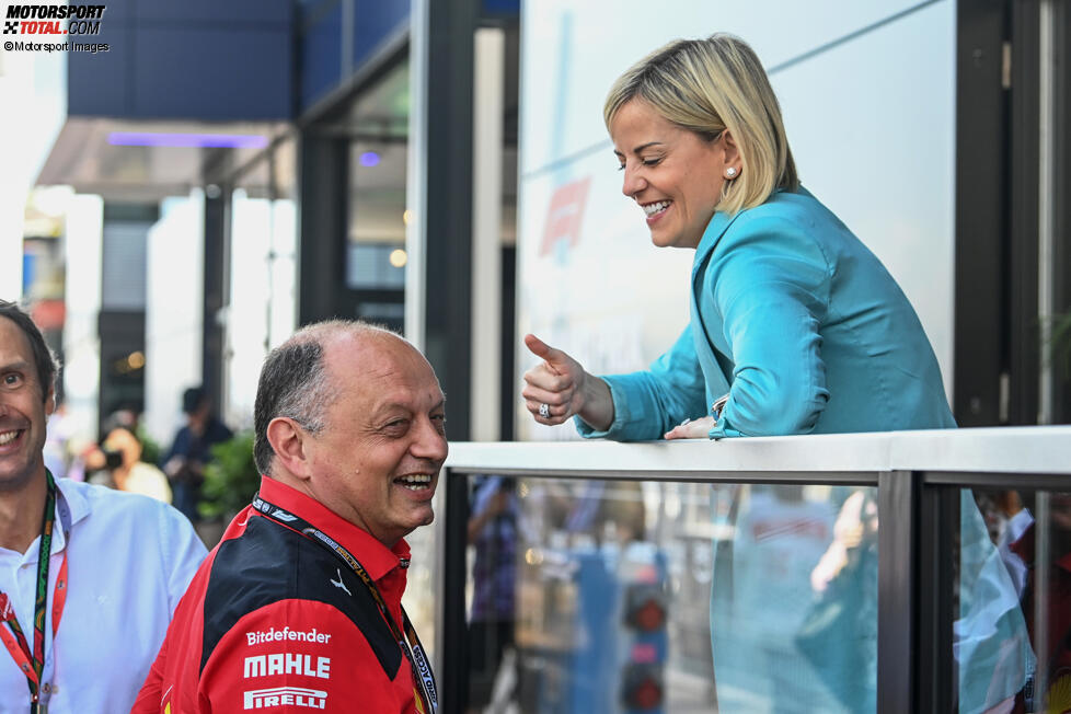 Teamchef Frederic Vasseur (Ferrari) mit Susie Wolff 