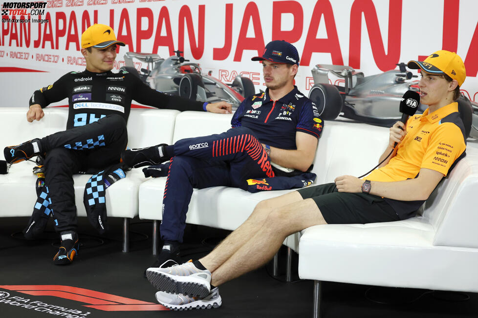 Lando Norris (McLaren), Max Verstappen (Red Bull) und Oscar Piastri (McLaren) 