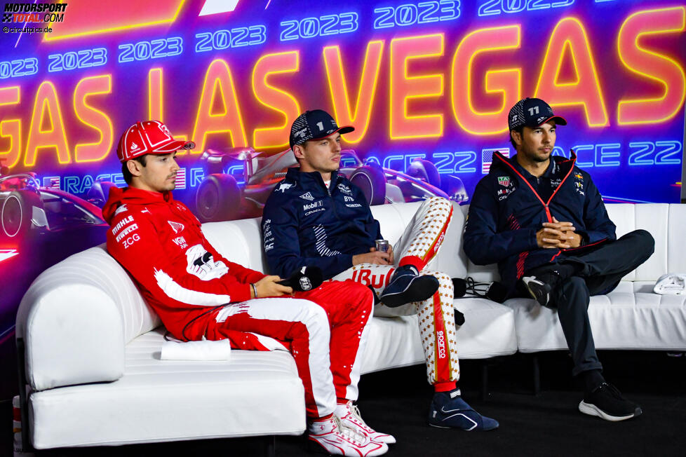 Max Verstappen (Red Bull), Sergio Perez (Red Bull) und Charles Leclerc (Ferrari) 