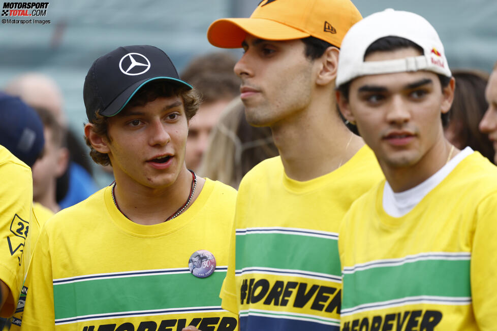 Andrea Kimi Antonelli, Kimi Räikkönen, Gabriel Bortoleto und Sebastian Montoya 