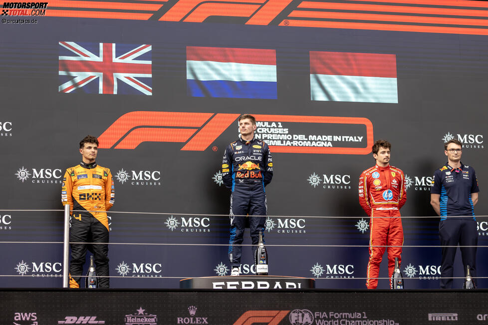 Max Verstappen (Red Bull), Lando Norris (McLaren) und Charles Leclerc (Ferrari) 