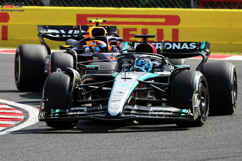 George Russell (Mercedes) und Sergio Perez (Red Bull) 