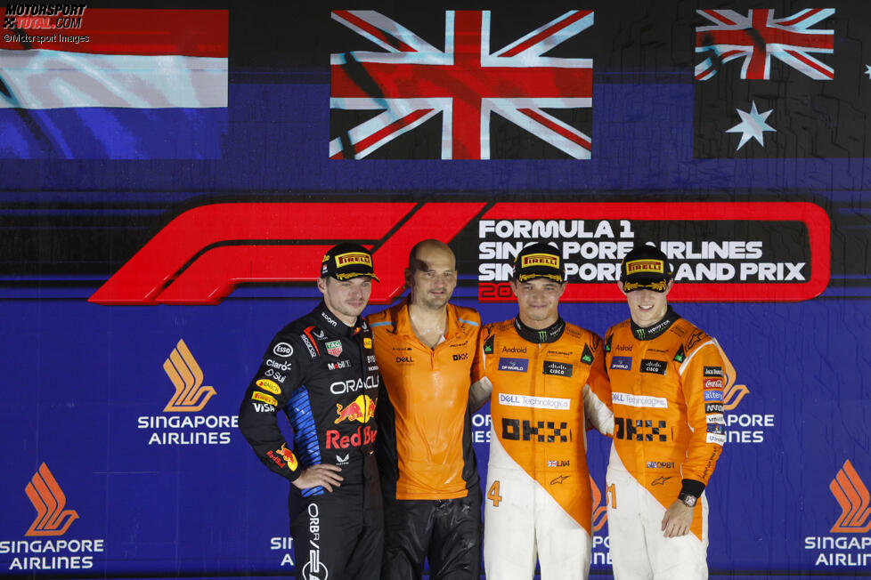 Max Verstappen (Red Bull), Lando Norris (McLaren) und Oscar Piastri (McLaren) 