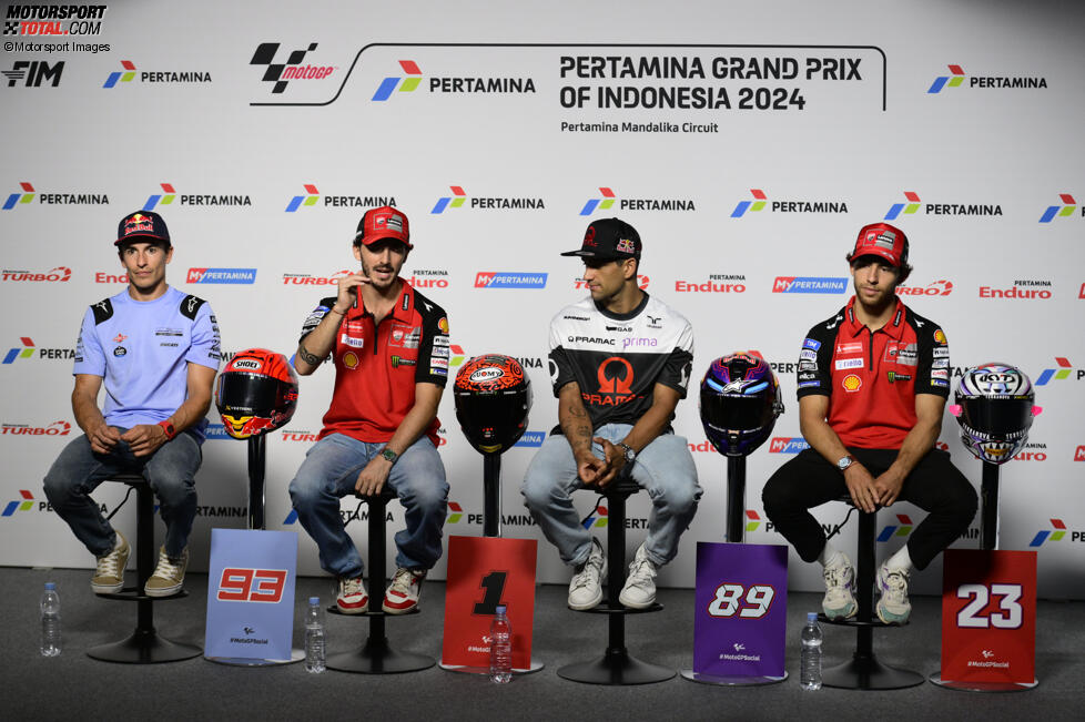 Marc Marquez (Gresini), Francesco Bagnaia (Ducati), Jorge Martin (Pramac) und Enea Bastianini (Ducati) 