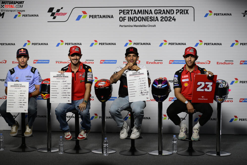 Marc Marquez (Gresini), Francesco Bagnaia (Ducati), Jorge Martin (Pramac) und Enea Bastianini (Ducati) 